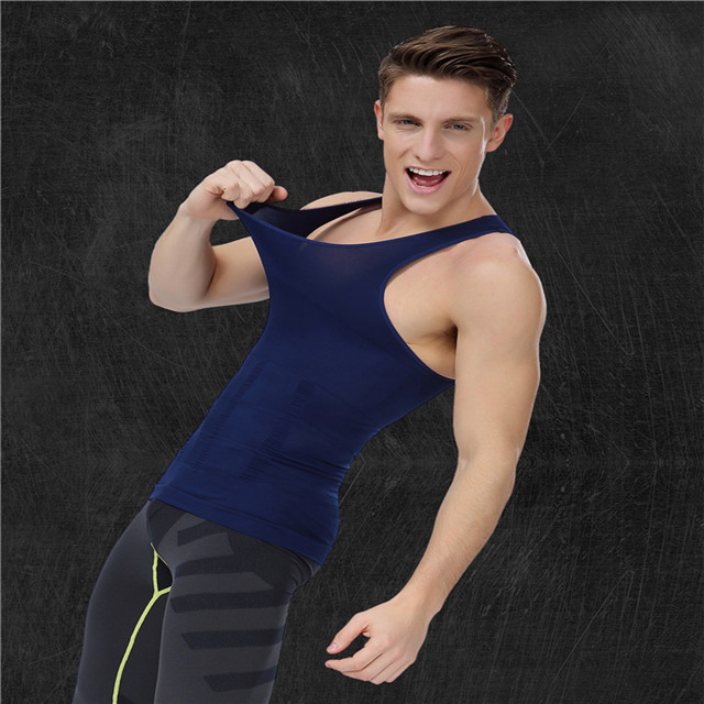 Men's Tummy-Control Plus-Size Shapewear Bodysuit (NY084): side profile showing zones and edge stability