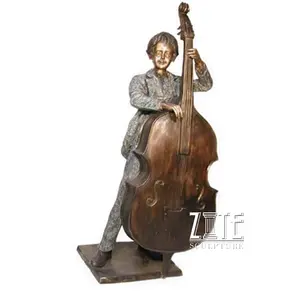 Outdoor Decor Grote Levensgrote Bronzen Cello Speler Muzikant Sculptuur