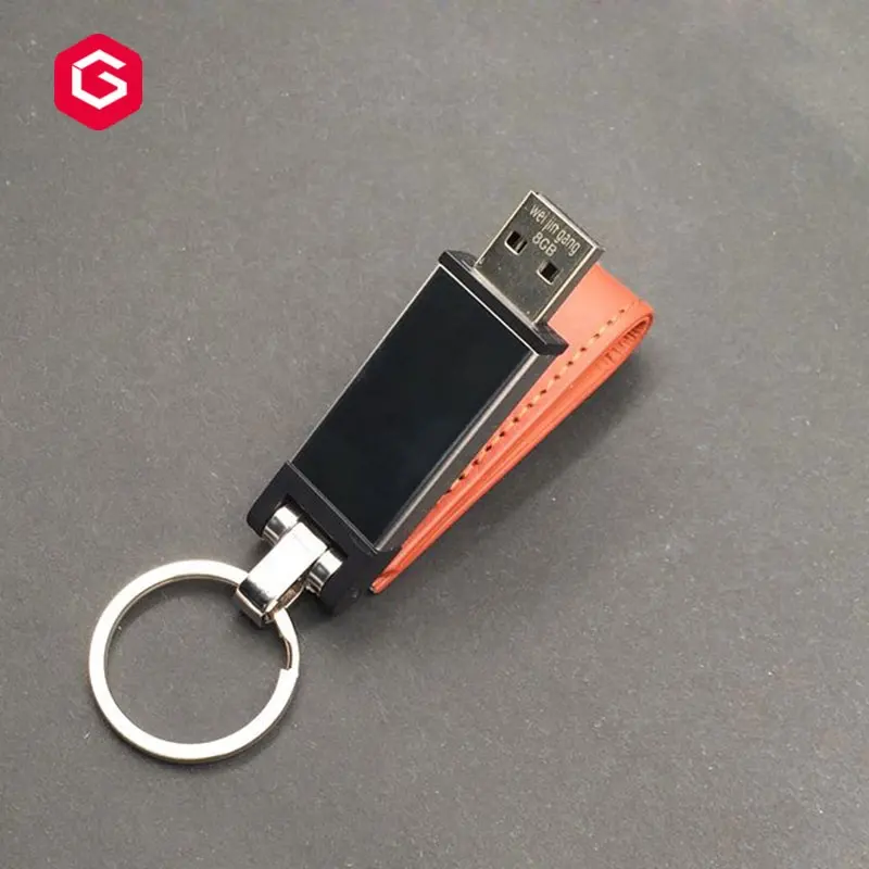 GST 2022 Hadiah Portabel USB Flash Drive Kulit Hitam/Putih/Coklat Logo dan Paket Kustom