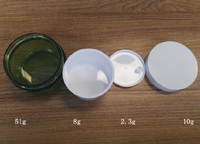 Pots en plastique ronds de 50 g 50 ml transparents, ambrés avec couvercle noir, blanc, doré pour cosmétiques