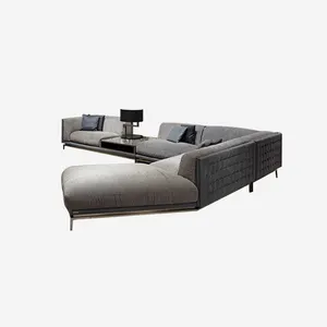 Luxus samt tufted deco L geformt ecke sofa set