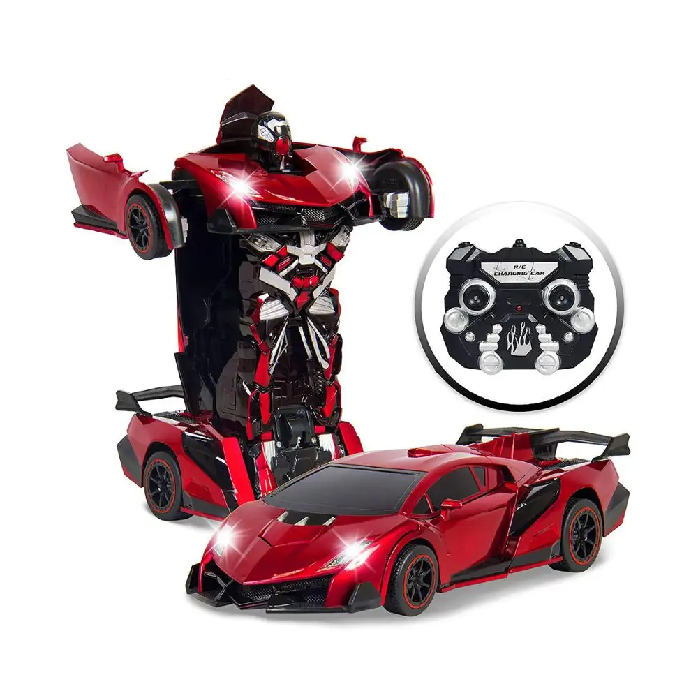 RC Remote Control Robot Drifting Sports Race Car Toy W/ Sounds, LED Lights - Red Diecast Toy Plastic ABS