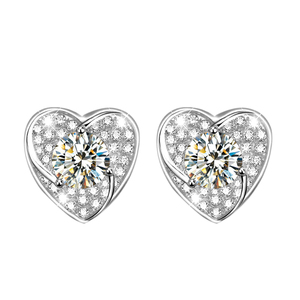 Sang Trọng Sterling Bạc Ngăn Chặn Dị ứng Tim Zircon Stud Bông Tai Và Mặt Dây Chuyền Vòng Cổ Phụ Nữ Đồ Trang Sức Tinh Tế Bộ - Product Image 5