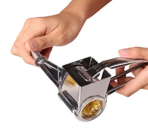 Rotary Cheese Grater - Vegetable Cheese Cutter Slicer Shredder with 3 Interchanging Rotary Ultra Sharp Cylinders Stainless Steel