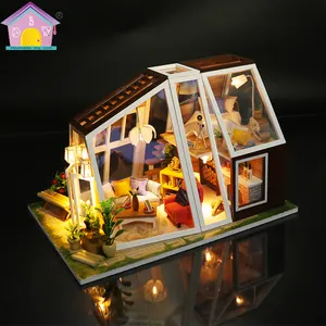 Casa de bonecas em miniatura, casa de bonecas feita à mão