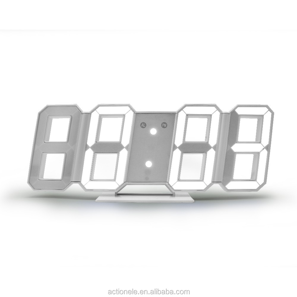 CE/ROHS, белые 3D цифры, часы большого размера, цифровые светодиодные настенные часы