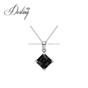 Dasini moda matrimonio collana quadrata impreziosita da cristalli <span class=keywords><strong>Swarovski</strong></span> gioielli in argento Sterling <span class=keywords><strong>ciondolo</strong></span> 925 per donna - Product Image 4