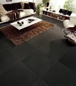 Low price plant glazed porcelain floor 60x60 black wood ceramic tile