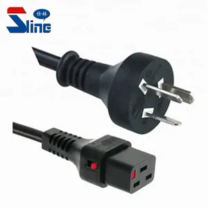 China 3 pin plug to Auto lock IEC 320 C19 female power cord cable CCC approval