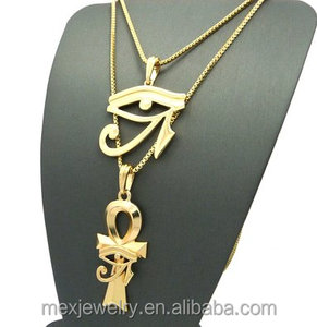 Collar con colgante de ojo de Horus <span class=keywords><strong>Ankh</strong></span> egipcio dorado - Product Image 2