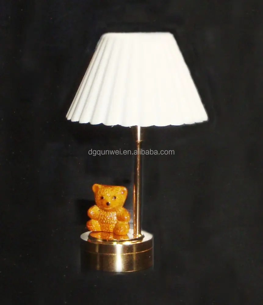 1:12 Evcilik Minyatür Kreş Teddy Bear ve 12volt OEM ışıklar Masa Lambası QW21035
