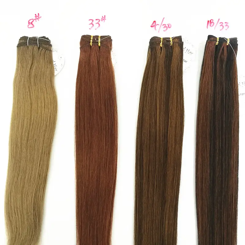 human hair weave cheap double drawn hair 10A grade 18inch 100gr 33# colored brazilian hair weave