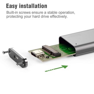 Carcasa de aluminio para disco duro SATA, carcasa NGFF USB 3,1 tipo c Gen <span class=keywords><strong>2</strong></span> M.<span class=keywords><strong>2</strong></span> SSD compatible con SSD tamaño 2242 y 2230 hasta 6TB 3,5" - Product Image 4