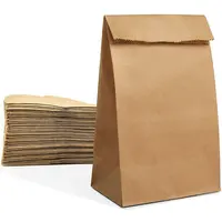 Eco Recycling Grote Zware Duurzaam Sack Kraft Bruin Wit Papieren Zakken Voor Voedsel Kruidenier Verpakking Nemen Weg 50 Stks/set