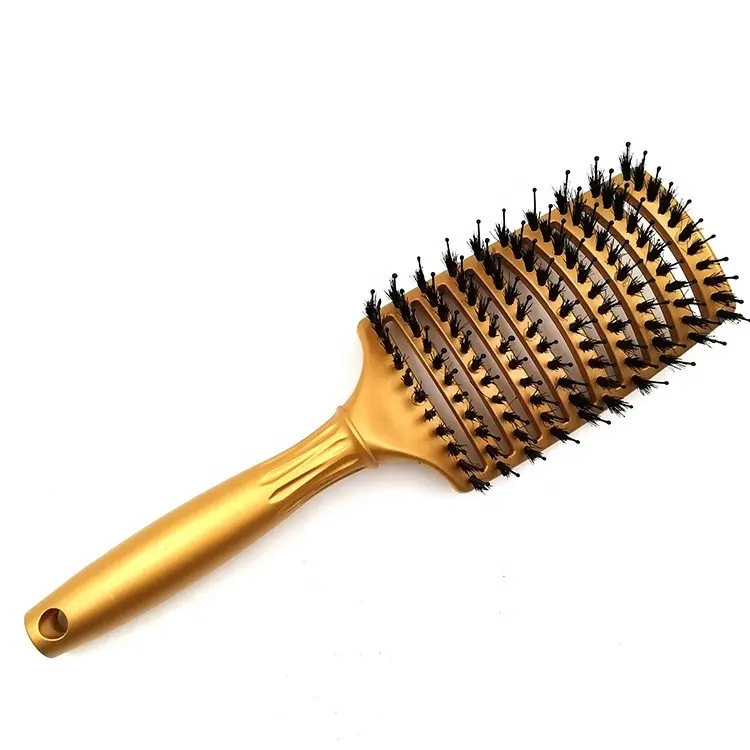 Barber Hair Comb Wholesale Nylon Hair Brush Salon Barber Hair Brush Special Gold Head Blowing Shape Ribs Comb Big Curved Comb