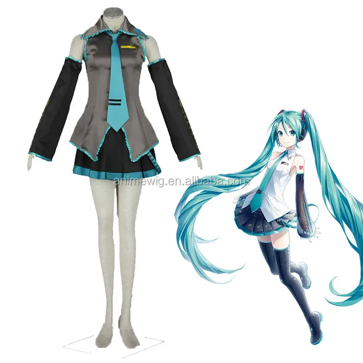 Kostum Cosplay Anime Jepang populer Miku Halloween Set lengkap kostum Cosplay anak perempuan untuk pesta