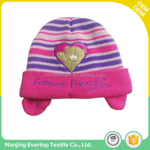 Proveedores al por mayor sombrero <span class=keywords><strong>de</strong></span> encargo <span class=keywords><strong>de</strong></span> moda rosa niñas <span class=keywords><strong>de</strong></span> invierno cálido tejer sombrero niños - Product Image 1