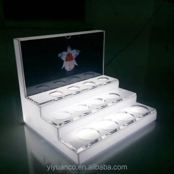 Màu Sắc Tùy Chỉnh LED Quảng Cáo Acrylic Trang Điểm Nước Hoa Hiển Thị Đứng Cho Showcase