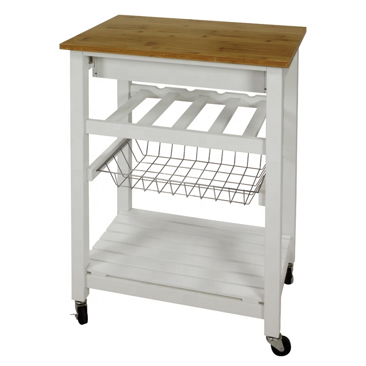 Высококачественная деревянная маленькая Кухонная Тележка для овощей в натуральном стиле