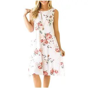 Vestido de verano sin mangas Floral para mujer