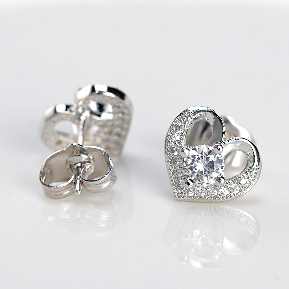 style simple conceptions petit diamant boucles déclaration or blanc plaqué zircon boucle d'oreille bijoux pour les femmes