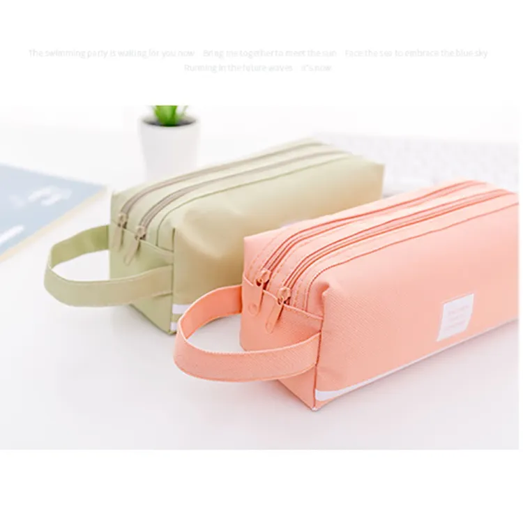 Custom cute simple school oxford clothes design zipper pencil pouch case bag for kid