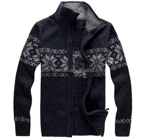 Männer Schneeflocke Roll kragen pullover Reiß verschluss norwegische nordische Design pullover