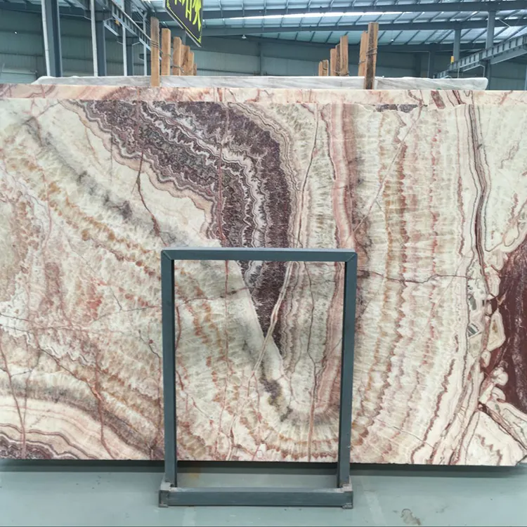 Lempengan Onyx Giok Marmer Batu Naga Merah, Desain Ubin Lantai Murah