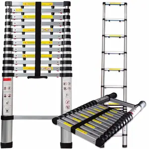 Échelle télescopique en aluminium de 12,5 pieds, robuste et extensible, légère et polyvalente-Capacité maximale de 330 lb