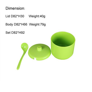 Impreso personalizado Set de 3 verde de plástico 4 oz condimento elegante tarro de especias con cucharas de servir y <span class=keywords><strong>la</strong></span> bandeja - Product Image 2
