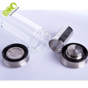 Promotionnel bpa livraison en cuir couvercle en forme d'oeuf double <span class=keywords><strong>mur</strong></span> en gros bouteilles en verre avec filtre à thé - Product Image 2