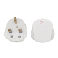 Enchufe de Corriente del Reino Unido de 3 Pines, Negro/Blanco, 13A, Adaptador de Enchufe Plano de 3 Pines para Electrodomésticos