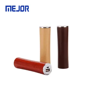 Promo gift round Wood tube Powerbank USB Portable charger 2600mah Eco friendly wooden power bank