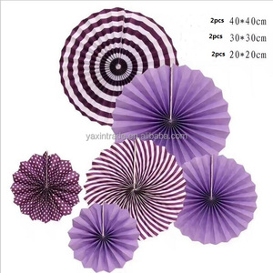 Eventails de <span class=keywords><strong>papier</strong></span> colorés, 6 pièces, Design de roues rondes, couleurs vives, suspendus, rosaces, décoration de fête, livraison gratuite - Product Image 2
