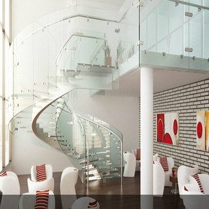 <span class=keywords><strong>Escalier</strong></span> circulaire populaire avec garde-corps <span class=keywords><strong>en</strong></span> verre, double poutre et marches <span class=keywords><strong>en</strong></span> bois - Product Image 3