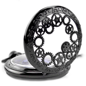 <span class=keywords><strong>Montre</strong></span> de poche mécanique manuelle pour homme, boîtier creux bleu tendance, mouvement analogique, avec longue chaîne, style steampunk, remontage manuel, cadeau - Product Image 5