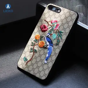 Lembut TPU Case Kulit PU dengan 3D Desain Bordir untuk iPhone X Fashion Kartun Bordir Case Ponsel