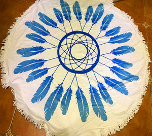 <span class=keywords><strong>Alson</strong></span> drop shipping Rond Serviette De Plage Avec Gland Vert et Blanc et Bleu Coton Cercle Serviettes De Plage - Product Image 3