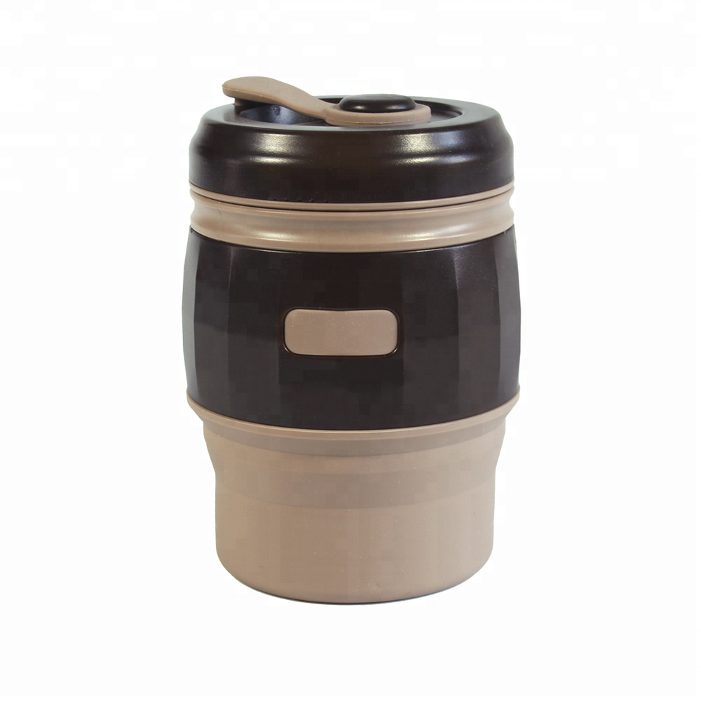 Muestra gratis diva plegable latte reutilizable taza de consumición plegable de silicona
