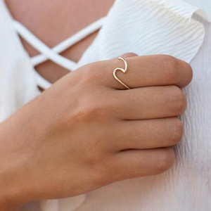 Moda donna in <span class=keywords><strong>argento</strong></span> sterling 925 sottile con onde impilabili anello placcato in oro 18 carati - Product Image 3