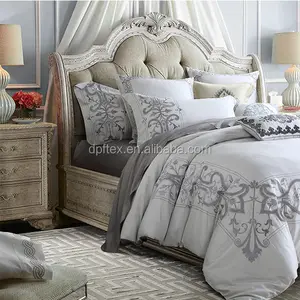 2015 nuovi Prodotti Hotel Set di Biancheria Da Letto Federa Lenzuolo Lenzuolo di Lusso Bianco e Argento Tessuto di Cotone Jacquard 40 solido