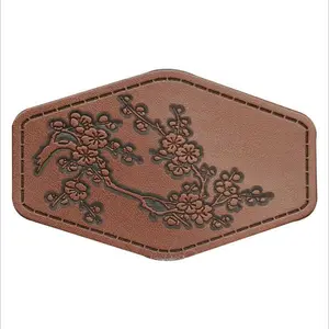 Wholesale custom leather label embroidery PU embossed patch with high quality