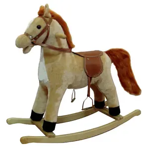 ICTI audit New fashion light brown colored plush rocking horse FL090-G