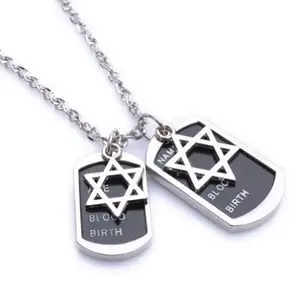 Art Craft Pendant sterling silver star shape dog tag necklace