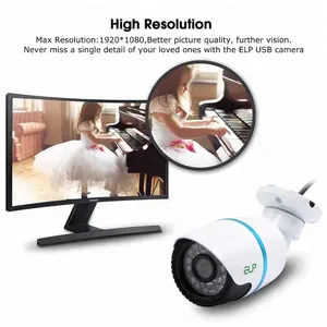 ELP Full HD 1080P 2.0 mégapixels USB caméra de sécurité extérieure étanche pour la maison CCTV pour la Vision nocturne webcam