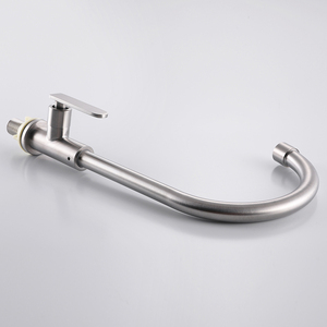 Pièces de robinet de tuyau d'eau froide unique en acier inoxydable <span class=keywords><strong>brosse</strong></span> Nickel évier de cuisine <span class=keywords><strong>pont</strong></span> lavage installation de robinet de cuisine - Product Image 4