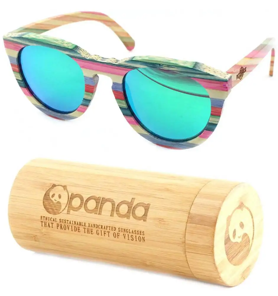 Fashionable Frame Nature Colored Wooden Bamboo Sunglasses Green Polarized Lenses beach sunglasses