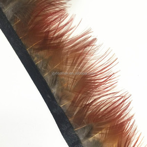 Tự nhiên vàng pheasant lông cắt tỉa/Vàng Đỏ Feather Fringe ribbon - Product Image 6