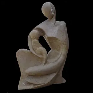Cina fabbrica intagliato astratta pietra madre e bambino figura astratta scultura