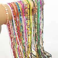 Lot de 2 Perles de Taille Africaines Sexy en Verre pour Femme, Chaîne de Ventre pour Perte de Poids, Bijoux Corporels avec Cordon Élastique 80CM, Vente en Gros